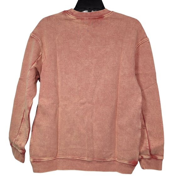 Goodthreads Women's Heritage Fleece Beefy Crewneck Sweatshirt Pink Acid Wash L - Picture 2 of 11